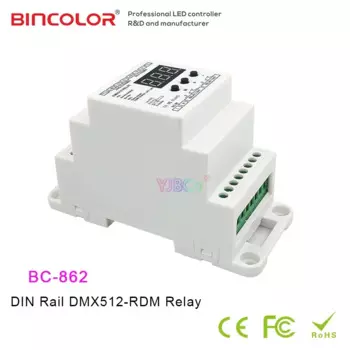 Реле Bincolor DIN Rail DMX512-RDM BC-862 Max 250VAC/10A 2-канальное реле сигнала DMX512/RDM переключатель контроллера светодиодной лампы