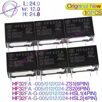 10 шт./лот HF32FA -G- 005 -012 -024 - ZS1 -ZS3- HSL1 -HSL2 4PIN 5Pin 3A 5A 10A Реле мощности 5 В 12 В 24 В постоянного тока 100% оригинальные новые