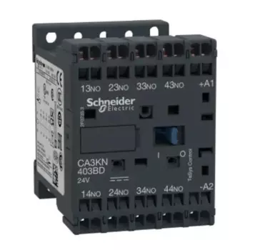 Реле управления светодиодными лампами CA3KN403BD, TeSys K, 4P(4NO), 690 В, 24 В постоянного тока, со встроенным подавляющим устройством