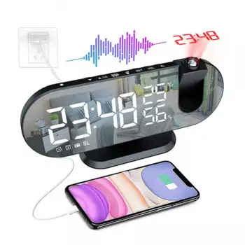 Reloj, умный проектор с двойной проекцией для спальни, радио, цифровой, с USB-портом