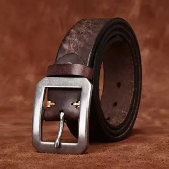 Ремень мужской из матовой кожи, с пряжкой из нержавеющей стали, 3,8 см
