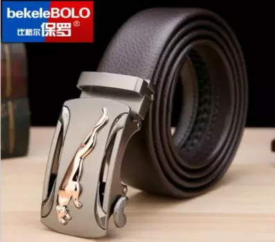 Ремень мужской из воловьей кожи, 3,5 см, с автоматической пряжкой, 110-125 см