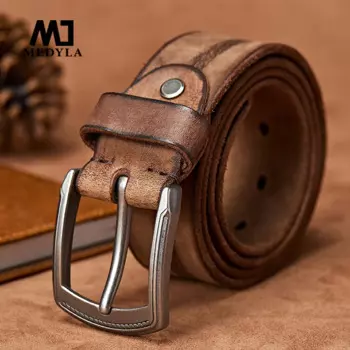 Ремень мужской MEDYLA из воловьей кожи, с металлической пряжкой, модель MD567, Молодежный пояс ручная работа