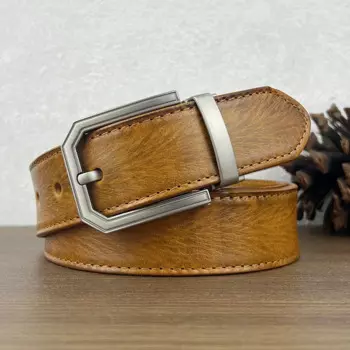 Ремень мужской/женский из натуральной воловьей кожи, с пряжкой-иглой