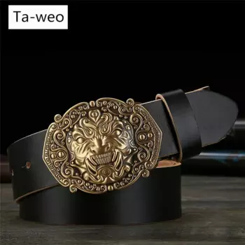 Ремень Ta-weo из натуральной кожи мужской, модный ремень в стиле ретро с изображением маски призрака, 2018