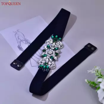 Ремень TOPQUEEN Женский, эластичный пояс с разноцветными камнями, ювелирное украшение для пальто, платьев, аксессуар