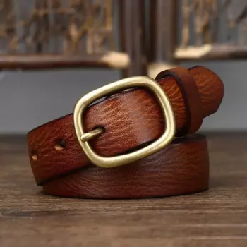 Ремень женский из натуральной кожи, с медной пряжкой, 2,8 см
