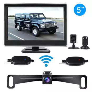 Резервная камера 5 ", беспроводная автомобильная система заднего вида HD с ночным видением и монитором