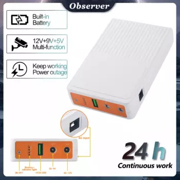 Резервный источник питания MINI UPS, встроенная батарея DC 10400 MAh, 12 В, 9 В, 5 В, тройной выход, зарядка и разрядка, для монитора маршрутизатора