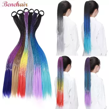 Резинка для волос Benehair, 24 дюйма, цветная плетеная резинка для хвоста