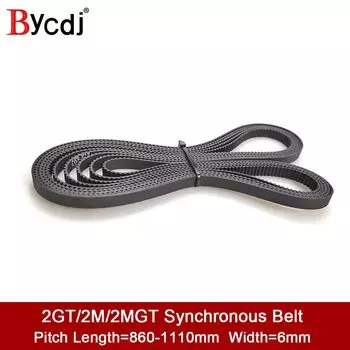 Резиновый Ремень ГРМ GT2 с замкнутой петлей, 860/892/900/930/950/960/1000/1100 мм, ширина 6 мм, подходящий шкив GT2 для деталей 3D-принтера