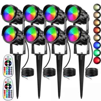 RGB ландшафтное освещение 12 Вт, меняющий цвет ландшафтный прожектор с дистанционным управлением, водонепроницаемый двор, дерево, газон, сад, уличный светильник