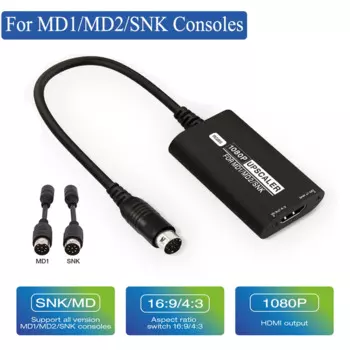 RGBS Upscaler для игровой консоли SEGA MD1 MD2 SNK 1080P HDMI Upscaler адаптер конвертер с переключателем 16:9 4:3