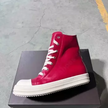 Ricks Shoe Женские высокие кеды Кожаные кроссовки Мужская обувь Повседневная обувь Красные туфли в стиле ретро Owens Туфли на шнуровке на молнии Кроссовки на плоской подошве
