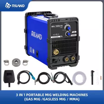RILAND 3 в 1 GAS MIG /GASLESS MIG / MMA Многопроцессный сварочный аппарат, инвертор постоянного тока с возможностью горячего запуска, дуговой силой и антипригарным покрытием