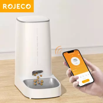 ROJECO автоматическая кормушка для кошек, умный Wi-Fi, диспенсер для кошачьего корма, дистанционное управление, автоматическая кормушка для кошек, собак, аксессуары для сухой кормы