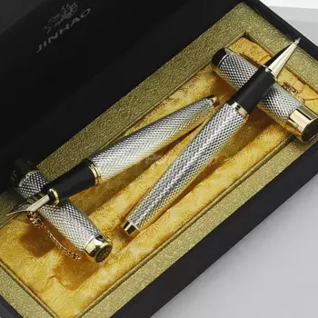 Роскошная авторучка Jinhao 1200, шариковая ручка-ролик, изысканная рябь с зажимом-драконом, резьба по металлу серебра с набором подарочных коробок