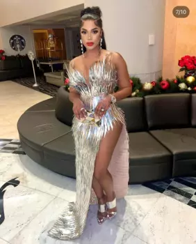 Роскошное праздничное платье длиной до пола с блестками, женское новое вечернее платье для выпускного вечера, дня рождения, сексуальный сценический костюм с разрезом