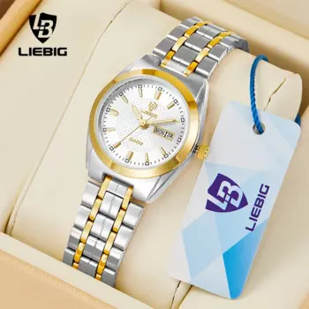Роскошные часы LIEBIG из нержавеющей стали, мужские модные часы, часы с датой и временем, водонепроницаемые кварцевые наручные часы для мужчин и женщин, мужские часы