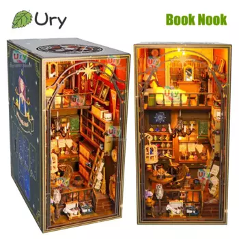 Роскошный 3D Деревянный пазл, Волшебный дом, светодиодная книжка-НУК, полка, миниатюрная сказка, город, книжная полка, ведьма, книжный конец для девочки, подарок на Рождество