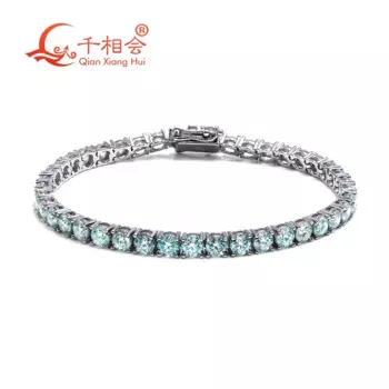 Роскошный Теннисный браслет, 3 мм, 4 мм, 5 мм, синий цвет, Moissanite, Стерлинговое Серебро 925 пробы, браслет, ювелирные изделия для свиданий, для мужчин и женщин, подарок Вечерние