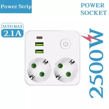 Розетка AYANJIN QL-86U белая 2 порта USB 2500W