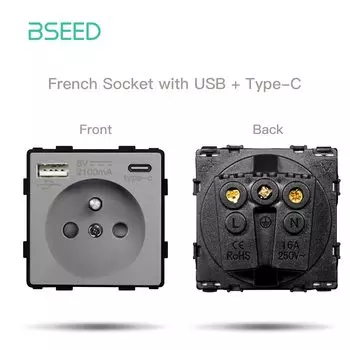 Детали для розетки BSEED, пластик, USB