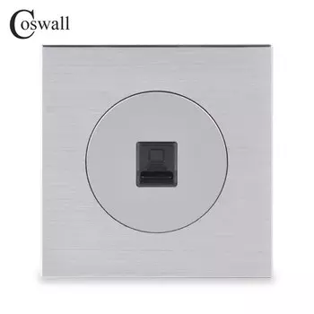 Розетка Coswall CAT5E RJ45 черная/серебристая R12