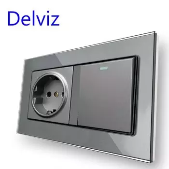 Розетка Delviz, стеклянная, 1 клавиша