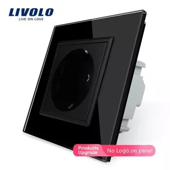 Настенная розетка Livolo белая стеклянная 16А