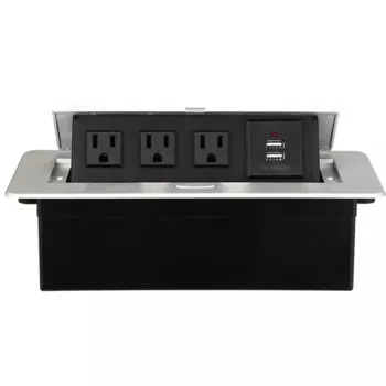 Розетка напольная утопленная на 3 розетки с 2 USB-портами