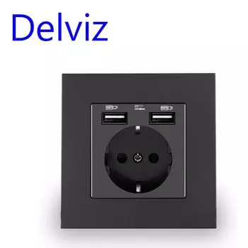Розетка настенная Delviz с двумя USB-портами