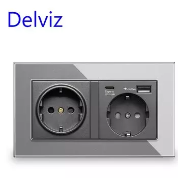 Розетка настенная DELVIZ с двумя USB-портами