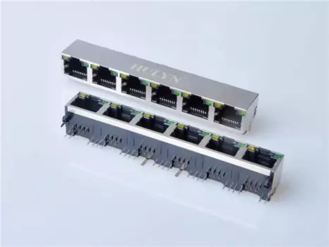 Розетка RJ45-1x6 Экранированная с подсветкой, однослойная, шесть портов, 20 шт.