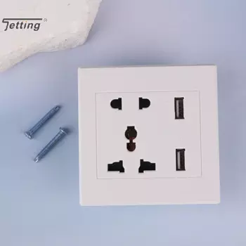 Розетка USB с пятью отверстиями, настенная розетка с 5 отверстиями и двойной панелью USB, умный бытовой телефон, адаптер Type-c 3,1 А