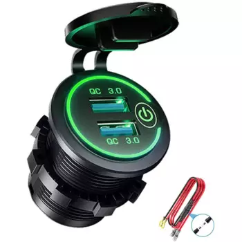 Розетка зарядная QC 3,0 с двумя USB-портами, 12 В/24 В