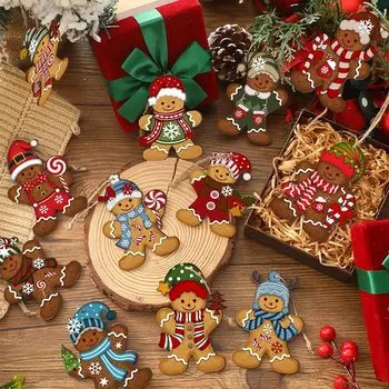 Рождественские деревянные подвески 12 шт.
