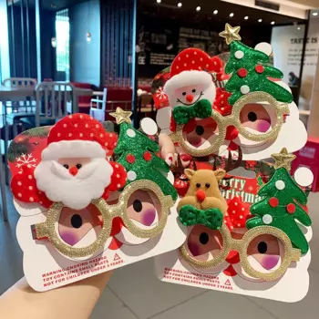 Рождественские очки, игрушки, мультяшный милый Санта-Клаус, дерево, фоторамка, реквизит, рождественские украшения, новогодние подарки