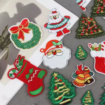 Рождественские значки, шапки, вышивка, ремесла, Пришивные скатерти, шторы, утюжок на ткани, модные нашивки, ткань для рукоделия