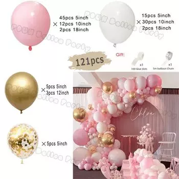 Розовая гирлянда из фольги Globos 90 шт