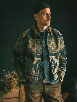 RRL 30-летие в западном стиле жаккардовая джинсовая куртка в американском стиле ретро пальто с вельветовым воротником