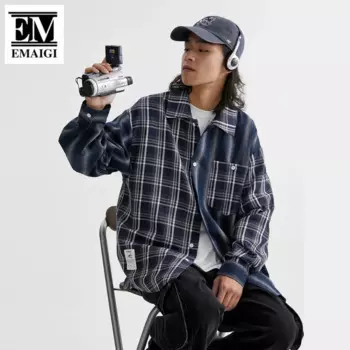 Рубашка Cityboy мужская с длинным рукавом, модная уличная одежда в клетку, свободного покроя, с полосками, в винтажном стиле, в стиле оверсайз