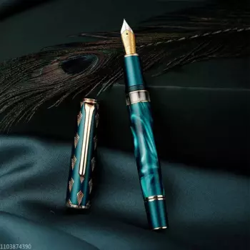 Ручка перьевая Hongdian N7 EF/F 2024/0,38 мм с наконечником, портативная ручка с золотыми чернилами, высококачественные Канцтовары для бизнеса, письма, школы, 0,5