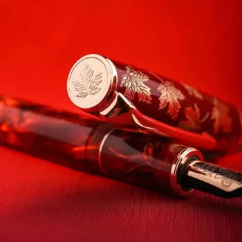 Ручка перьевая Hongdian N8, красная акриловая каучуковая ручка с Кленовым листом, резьба по крышке, наконечник EF/F, с конвертером, подарки