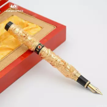 Ручка перьевая Jinhao с двойным драконом, Офисная и школьная подарочная ручка, роскошная ручка ручной работы, улучшенное ремесло, подарок для письма