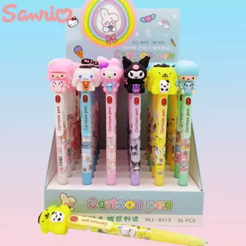 Ручка шариковая Sanrio 36 шт., гелевая ручка с рисунком аниме Kuromi Cinnamoroll My Melody, школьные принадлежности