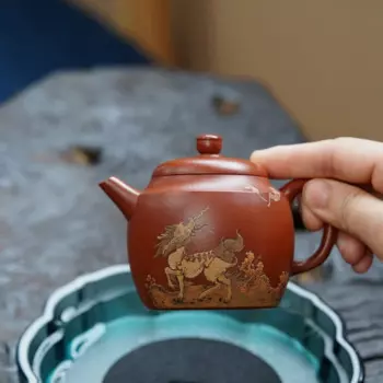Ручная работа, Фиолетовый глиняный горшок Zen Yuantang песок Cinnabar, горшок Huaigu, картина из глины, благословение отправки кирина