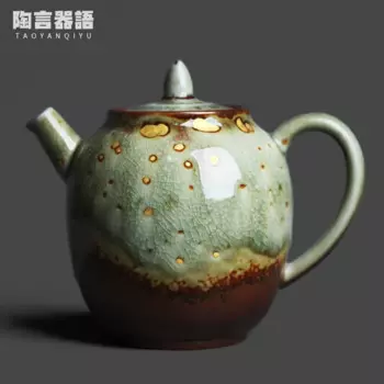 Ручной чайник с золотистой текстурой, точечная глазурная ручка, винтажная НЕОБРАБОТАННАЯ керамика, китайские чайные пакетики дзен, пивоваренный чайник