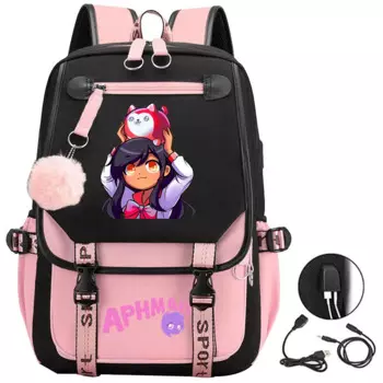 Рюкзак Aphmau из ткани Оксфорд с 3D-принтом, Водонепроницаемый школьный ранец с USB-разъемом для мальчиков и девочек, вместительный рюкзак