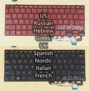Русская, иврит, греческая, английская, испанская, Скандинавская, SD, итальянская, Французская клавиатура для ASUS ZenBook S UX391FA UX391UA 0KNB0-2609US00, подсветка